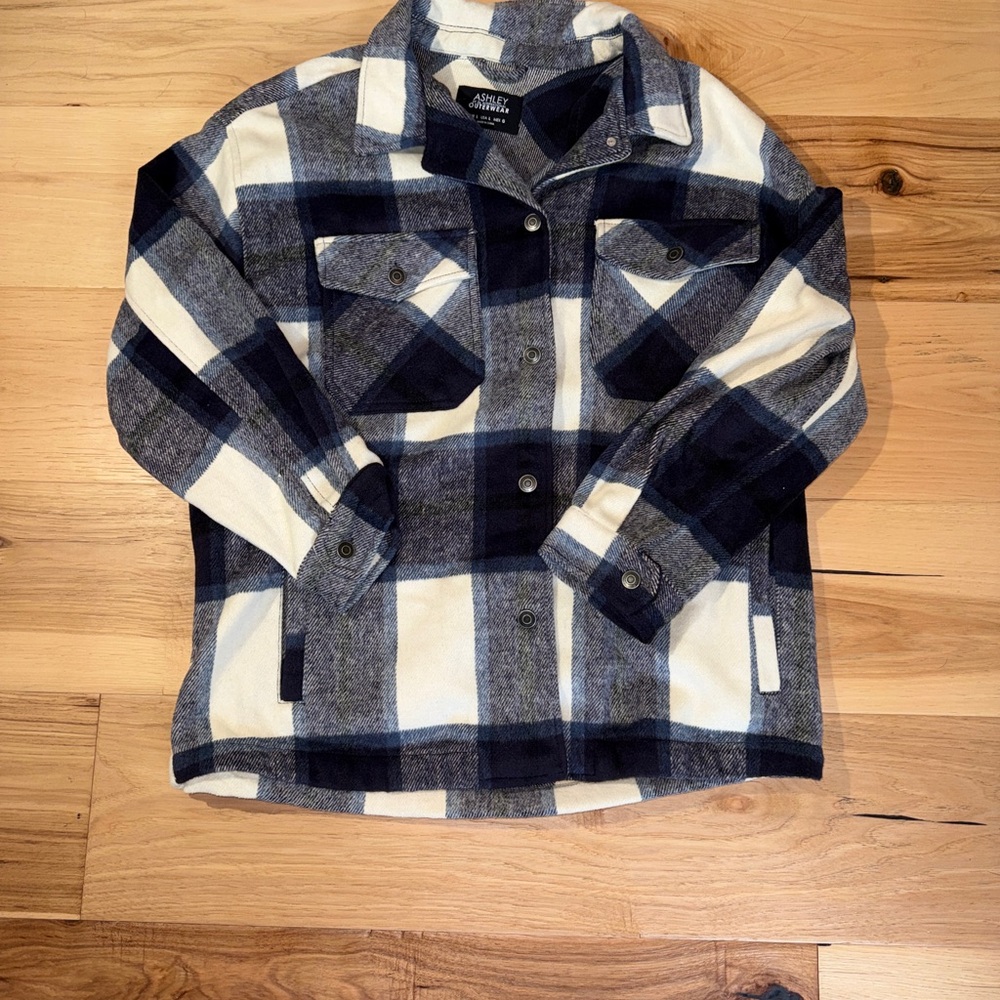Ashley By 26 International Navy and Cream Plaid Jacket